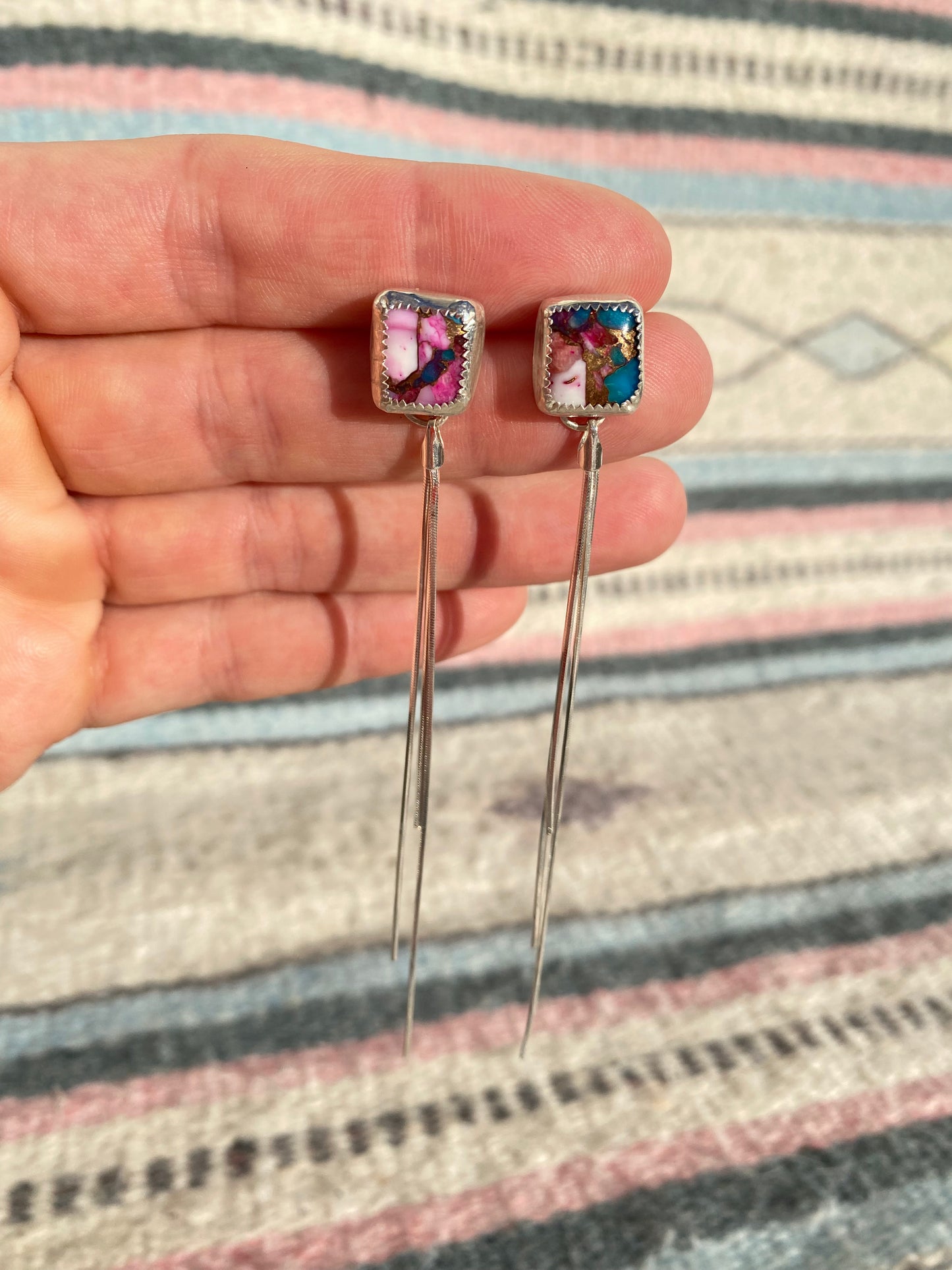 The Kona studs- Mohave Magenta Kingman Turquoise