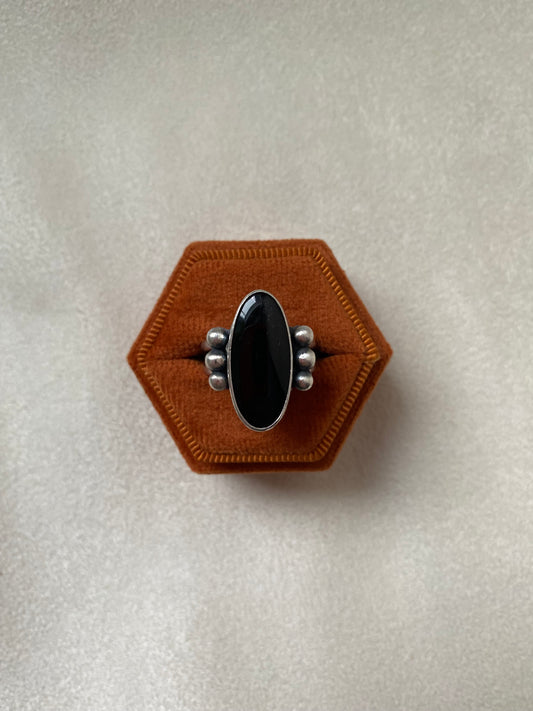 Black Glass Obsidian Ring | size 7
